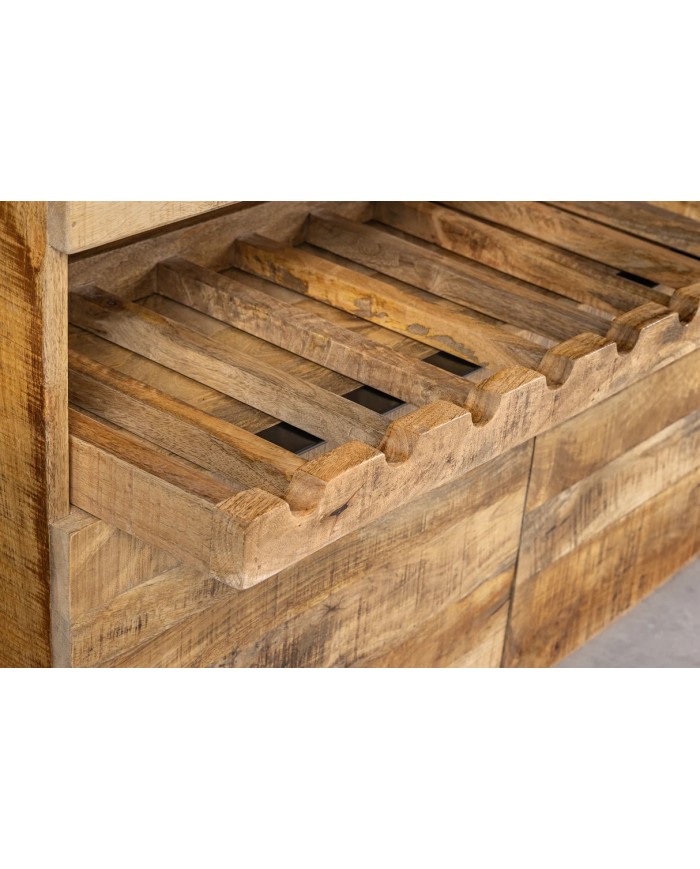Buffet de garde à vin bois précieux de manguier - 175 cm VIGNOBLE