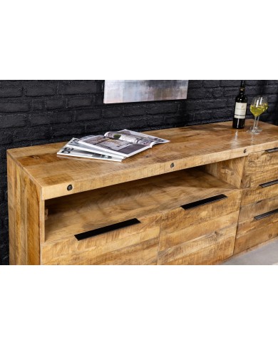 Buffet de garde à vin bois précieux de manguier - 175 cm VIGNOBLE