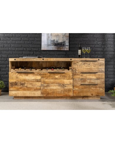 Buffet de garde à vin bois précieux de manguier - 175 cm VIGNOBLE