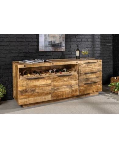 Buffet de garde à vin bois précieux de manguier - 175 cm VIGNOBLE