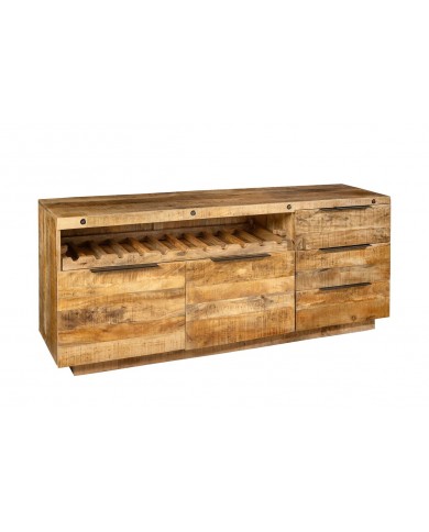 Buffet de garde à vin bois précieux de manguier - 175 cm VIGNOBLE