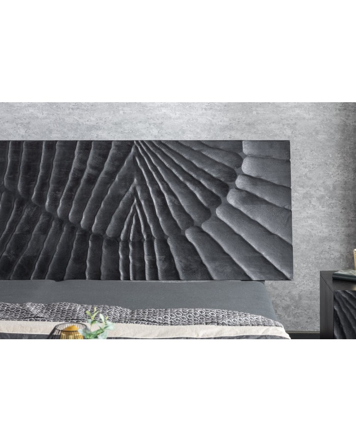 Lit 180x200 cm en bois de manguier sculpté à la main OBSIDIAN