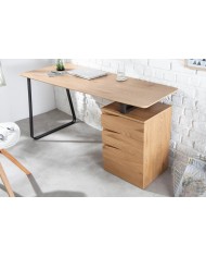 Bureau design avec 3 tiroirs aspect chêne 160 cm STEEL WOOD