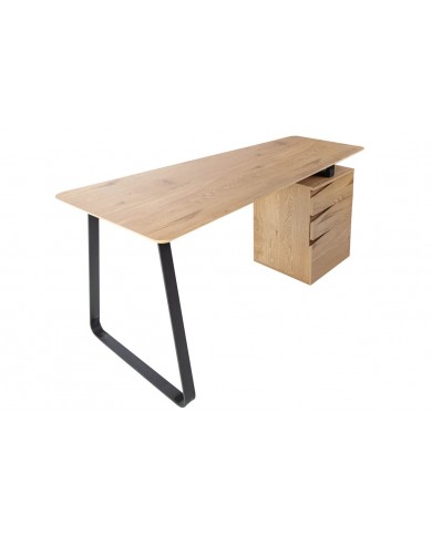 Bureau design avec 3 tiroirs aspect chêne 160 cm STEEL WOOD