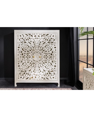Buffet haut manguier massif teinté blanc 140 cm ORIENT WOOD