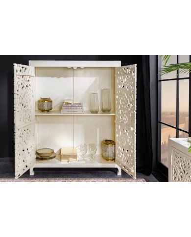 Buffet haut manguier massif teinté blanc 140 cm ORIENT WOOD