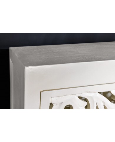 Buffet haut manguier massif teinté blanc 140 cm ORIENT WOOD