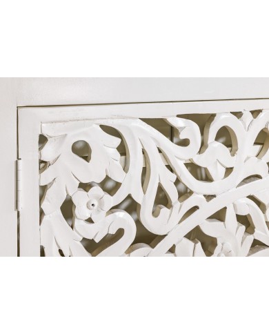 Buffet haut manguier massif teinté blanc 140 cm ORIENT WOOD