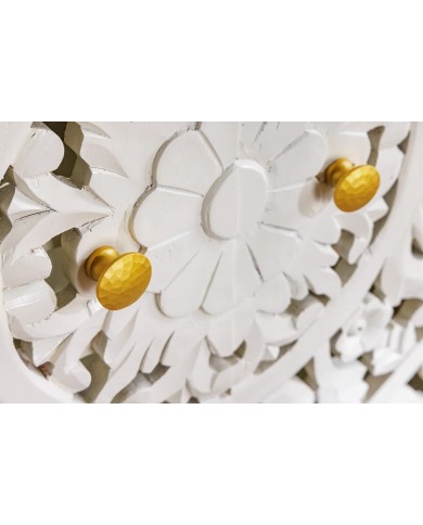 Buffet haut manguier massif teinté blanc 140 cm ORIENT WOOD