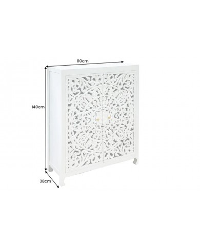 Buffet haut manguier massif teinté blanc 140 cm ORIENT WOOD