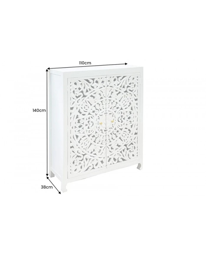 Buffet haut manguier massif teinté blanc 140 cm ORIENT WOOD