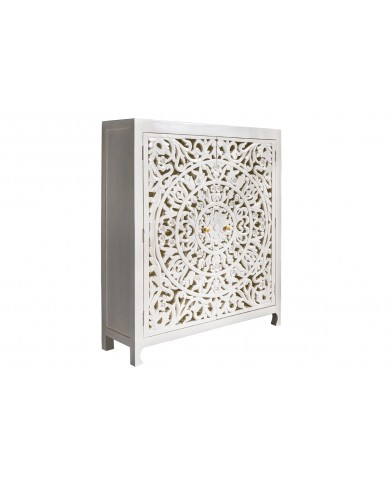 Buffet haut manguier massif teinté blanc 140 cm ORIENT WOOD