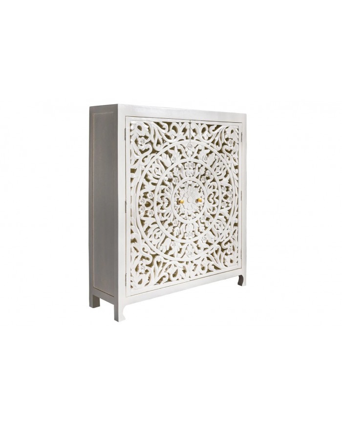 Buffet haut manguier massif teinté blanc 140 cm ORIENT WOOD