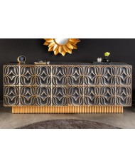 Commode buffet en bois massif de manguier avec reliefs en 3D 180 cm IMPERIUM