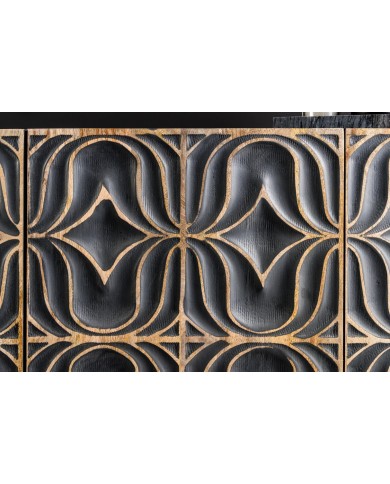 Commode buffet en bois massif de manguier avec reliefs en 3D 180 cm IMPERIUM
