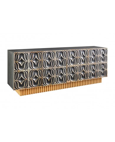 Commode buffet en bois massif de manguier avec reliefs en 3D 180 cm IMPERIUM
