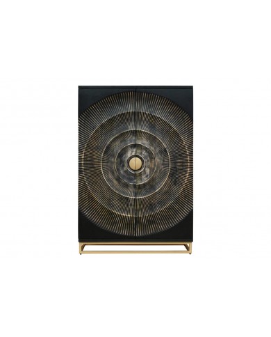 Bar buffet bois de manguier design avec tiroirs, porte verre et porte bouteille 140 cm AMMONIS