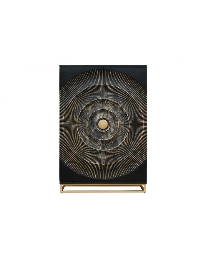 Bar buffet bois de manguier design avec tiroirs, porte verre et porte bouteille 140 cm AMMONIS