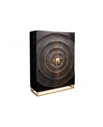 Bar buffet bois de manguier design avec tiroirs, porte verre et porte bouteille 140 cm AMMONIS
