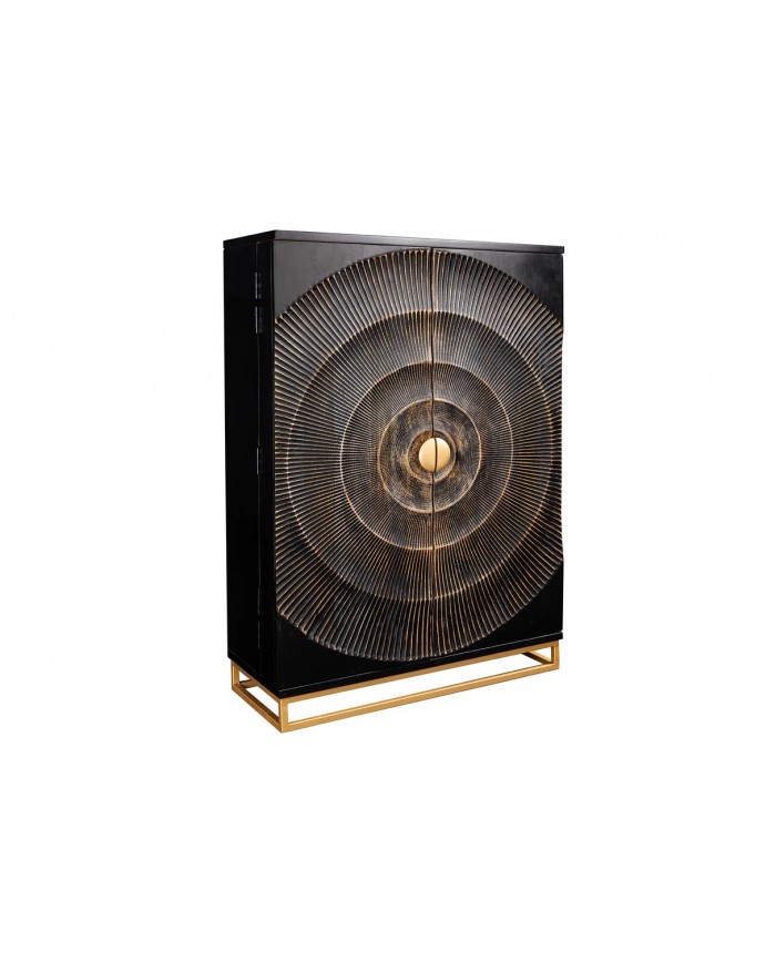 Bar buffet bois de manguier design avec tiroirs, porte verre et porte bouteille 140 cm AMMONIS