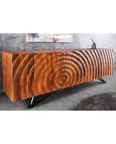 Commode buffet en bois massif de manguier 4 portes 180 cm ZEN DROP