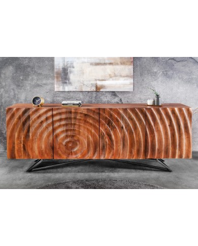 Commode buffet en bois massif de manguier 4 portes 180 cm ZEN DROP