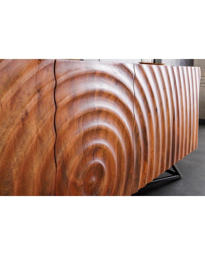 Commode buffet en bois massif de manguier 4 portes 180 cm ZEN DROP