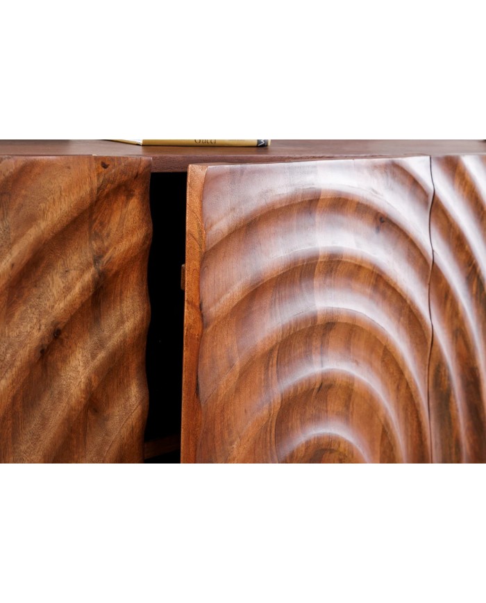 Commode buffet en bois massif de manguier 4 portes 180 cm ZEN DROP