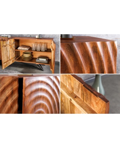 Commode buffet en bois massif de manguier 4 portes 180 cm ZEN DROP