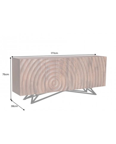 Commode buffet en bois massif de manguier 4 portes 180 cm ZEN DROP
