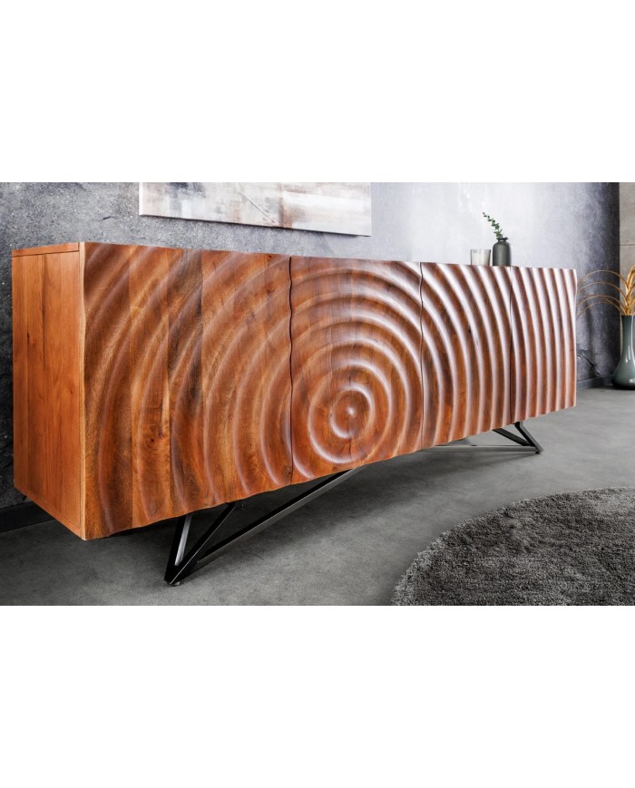 Commode buffet en bois massif de manguier 4 portes 180 cm ZEN DROP