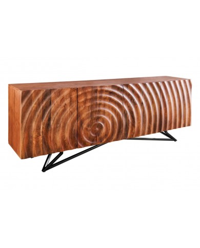 Commode buffet en bois massif de manguier 4 portes 180 cm ZEN DROP