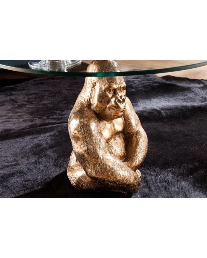 Table d'appoint en verre 60 cm PRIMAL GOLD