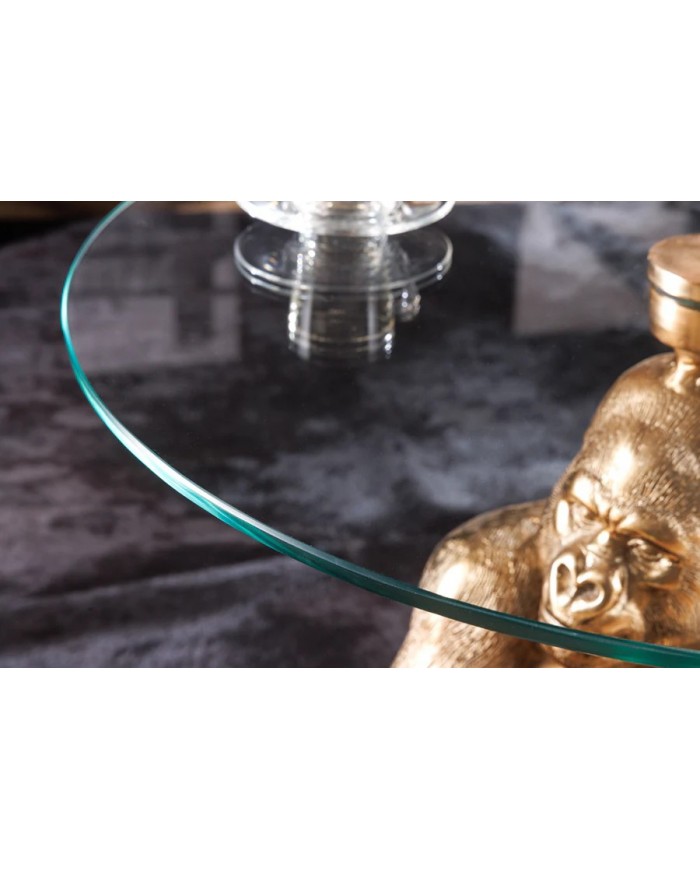 Table d'appoint en verre 60 cm PRIMAL GOLD