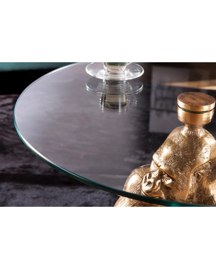 Table d'appoint en verre 60 cm PRIMAL GOLD