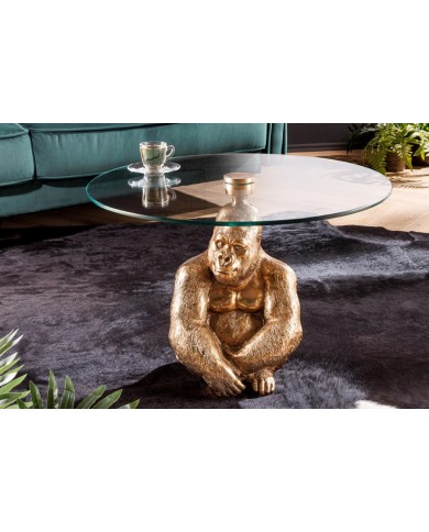 Table d'appoint en verre 60 cm PRIMAL GOLD