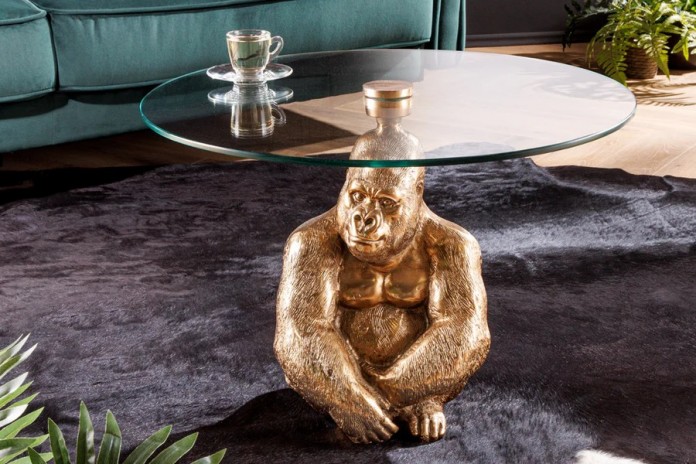 Table d'appoint en verre 60 cm PRIMAL GOLD