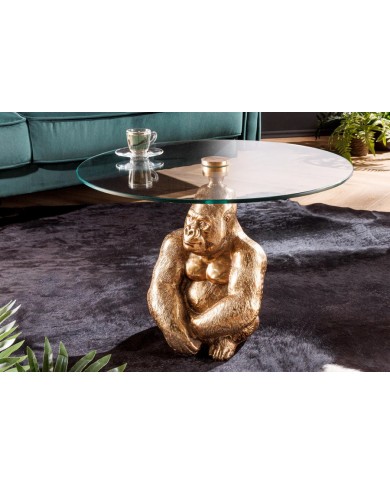Table d'appoint en verre 60 cm PRIMAL GOLD