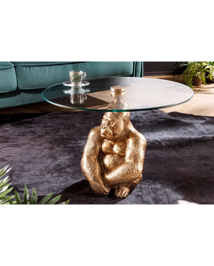 Table d'appoint en verre 60 cm PRIMAL GOLD