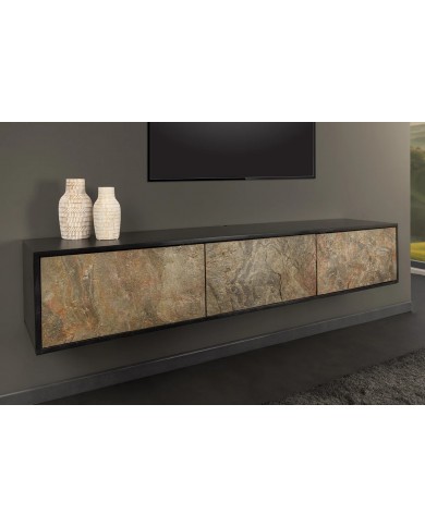 Meuble TV suspendu en bois d'acacia 160 cm MOUNTAIN STONE