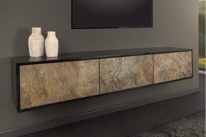 Meuble TV suspendu en bois d'acacia 160 cm MOUNTAIN STONE