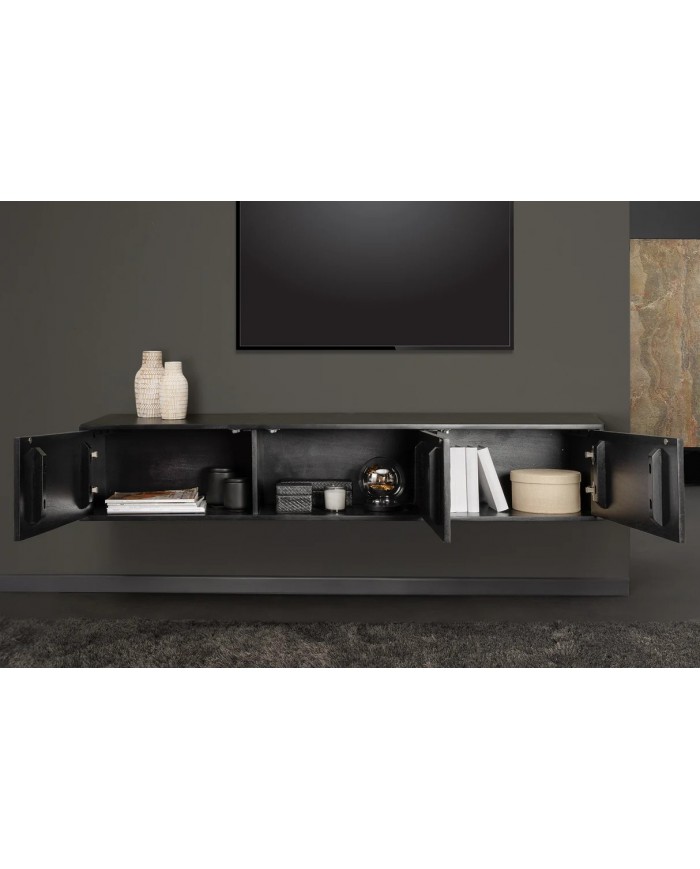 Meuble TV suspendu en bois d'acacia 160 cm MOUNTAIN STONE