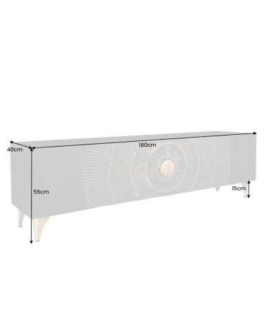Meuble TV en bois de manguier noir sur pieds métal or 180 cm AMMONIS