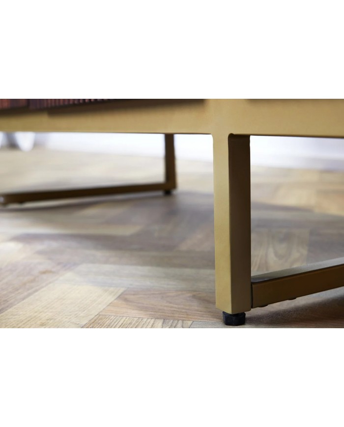 Meuble TV style rétro en bois de manguier 160 cm BELMOND