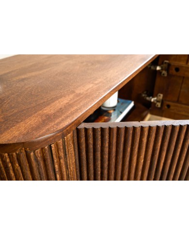 Meuble TV style rétro en bois de manguier 160 cm BELMOND