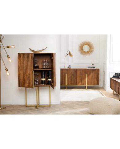 Meuble TV style rétro en bois de manguier 160 cm BELMOND