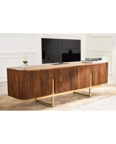 Meuble TV style rétro en bois de manguier 160 cm BELMOND