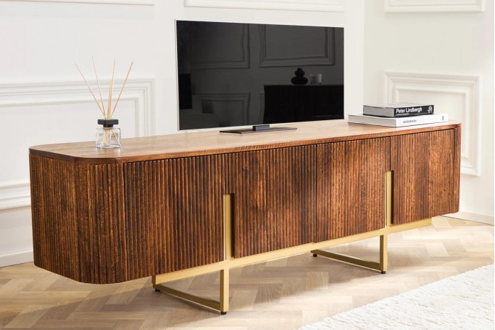Meuble TV style rétro en bois de manguier 160 cm BELMOND