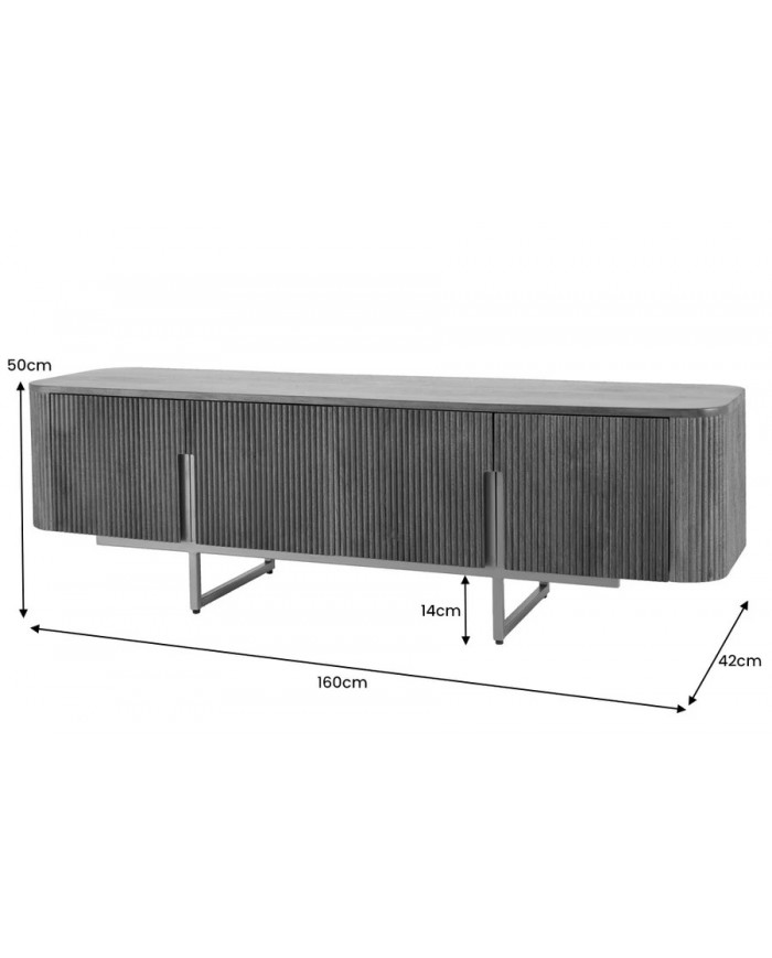 Meuble TV style rétro en bois de manguier 160 cm BELMOND