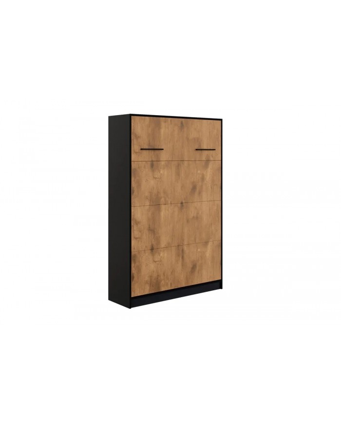 Armoire lit escamotable relevable vertical 140x200 cm chêne lancelot et noir Premium